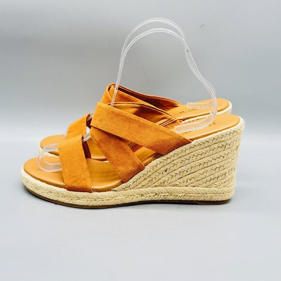 J Crew Sandals Womens 9 Brown Suede Espadrille Wedge Strappy Platform Heel - Picture 5 of 13